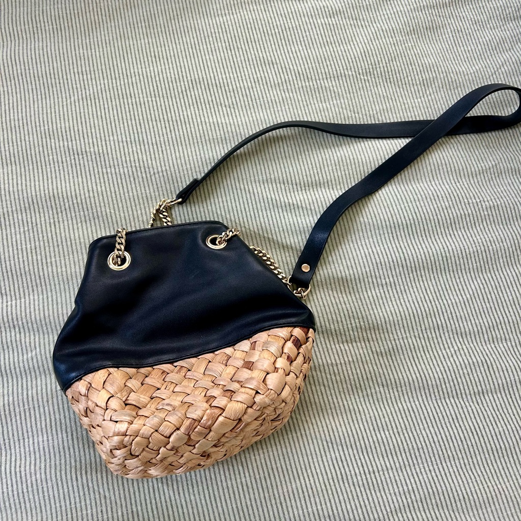 Nwot Zara Black Woven Handbag